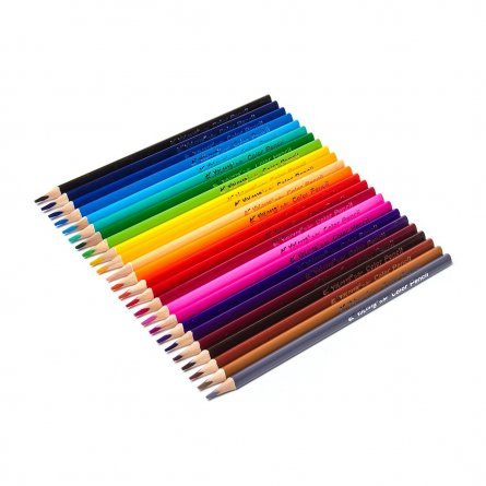 Цветные карандаши 24цв. трехгранный деревянный корпус, грифель 0,3мм., в метал. тубусе