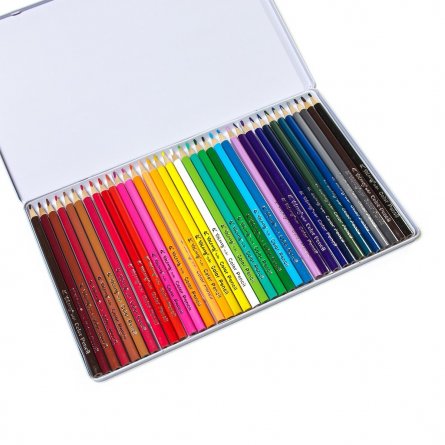 Цветные карандаши 36цв. 3-гран., деревянный корпус , грифель 0,3 см, пенал металлический