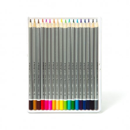 Цветные  карандаши 18цв. 6-гран., дер., корпус "серебро" гриф., 0,3 см, картон, уп.,